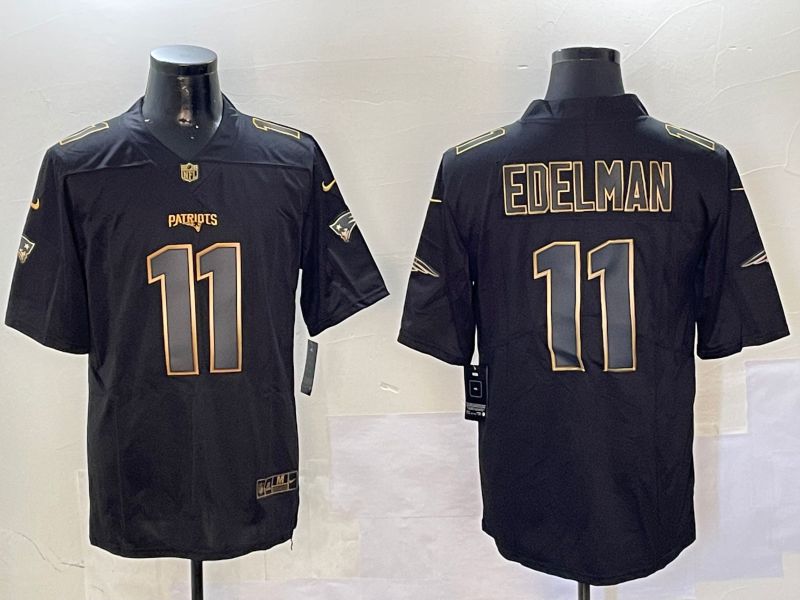 Men New England Patriots #11 Edelman Black Gold 2024 Nike Limited NFL Jersey style 0108->youth nfl jersey->Youth Jersey